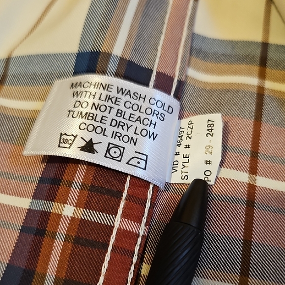 Orvis Men's Maroon and Navy Plaid Button Down Shirt - Picture 5 of 9